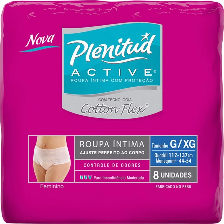 Roupa íntima Descartável Plenitud Real Fit Mulher G/xg Pacote 8 Unidades