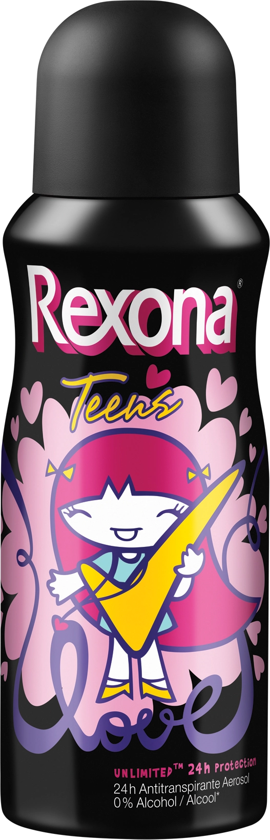 Desodorante Antitranspirante Aerosol Rexona Teens Love 64g