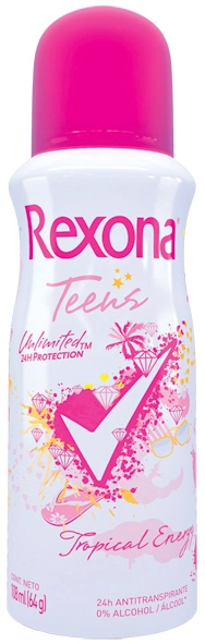 Desodorante Antitranspirante Aerosol Rexona Teens Tropical Energy 64g
