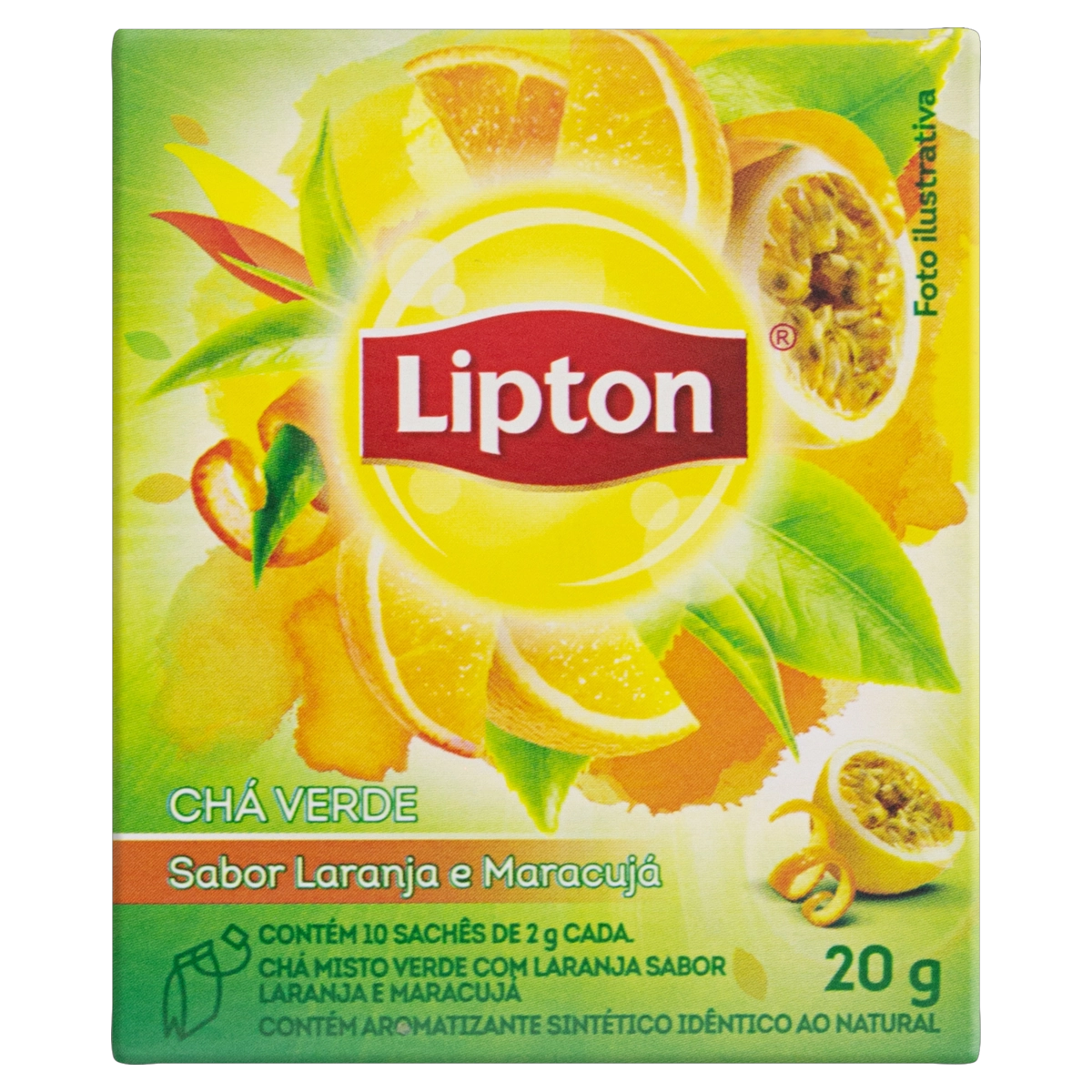 Chá Verde Laranja E Maracujá Lipton Caixa 20g 10 Unidades