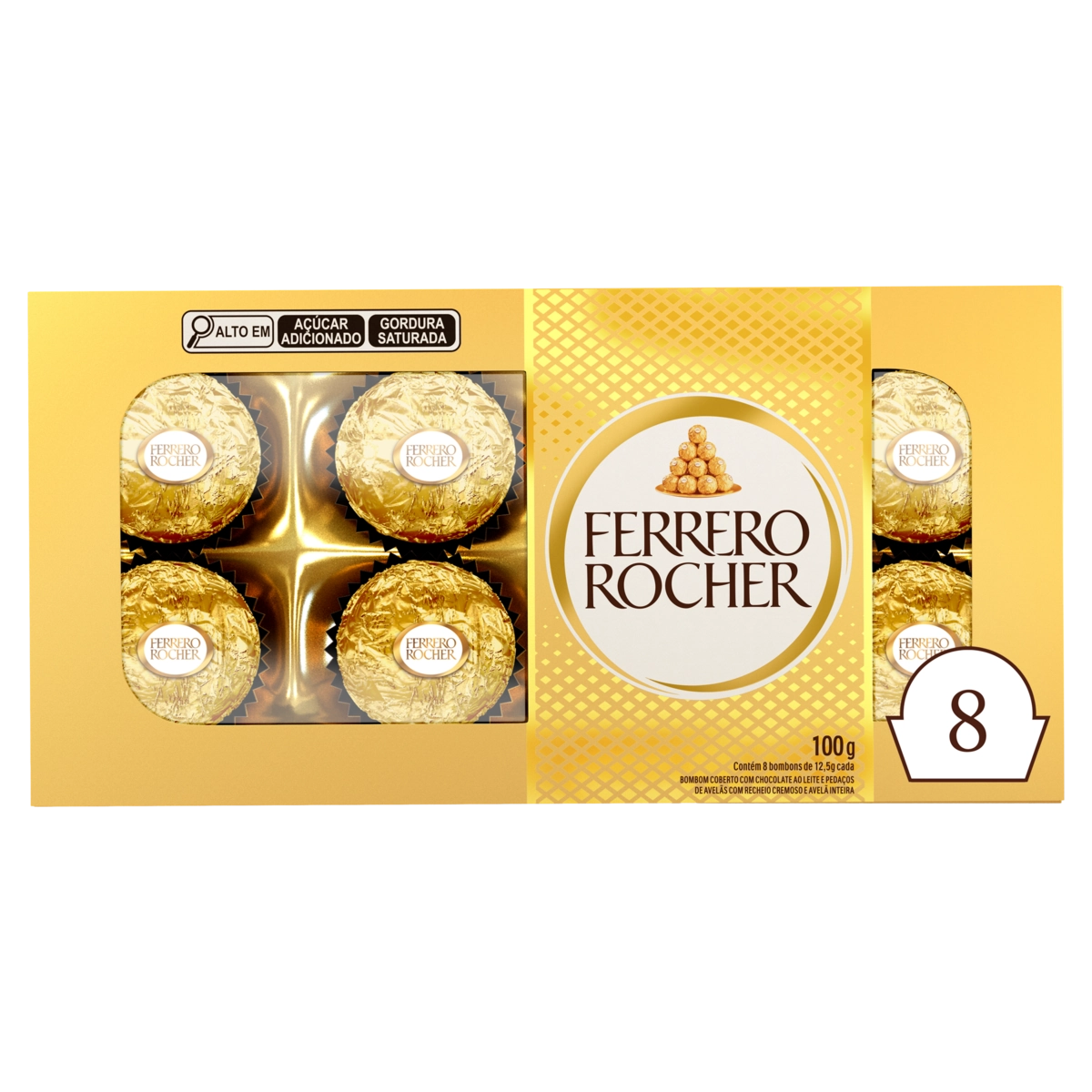 Bombom Ferrero Rocher Caixa 100g 8 Unidades