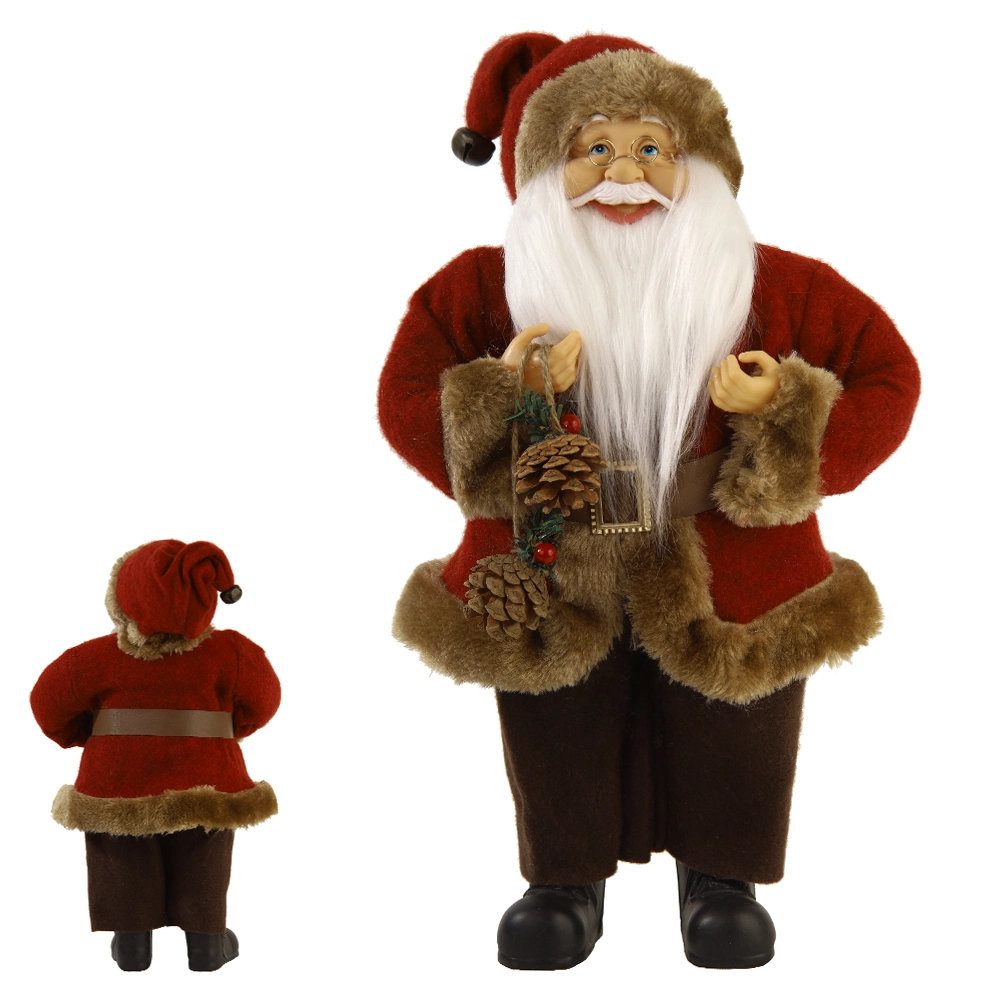 Papai Noel Natal Pe Pinha Vermelho Marrom 40cm 57172001 Dea