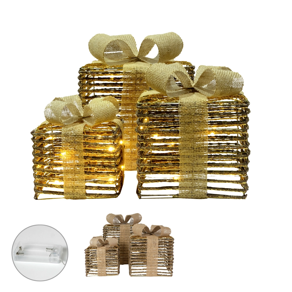 Kit Presente Decorativo Led 3un 25cm 57240001 Dea