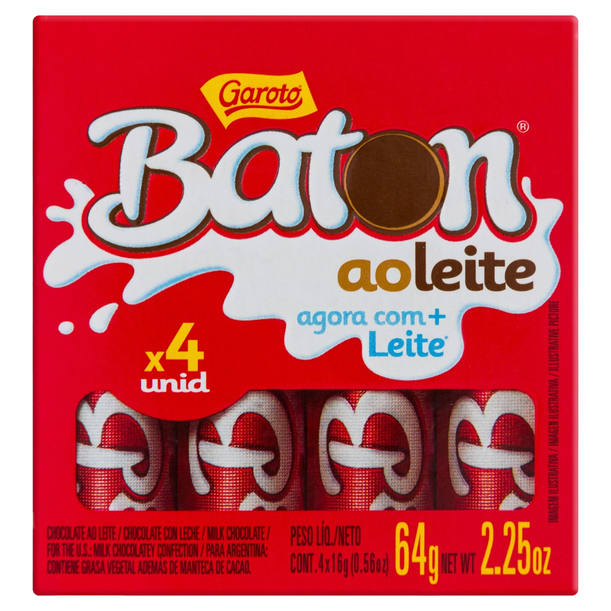 Chocolate.garoto 64gr Baton Ao Leite