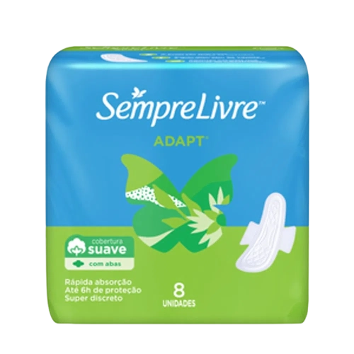 Absorvente Com Abas Suave Sempre Livre Adapt Pacote 8 Unidades