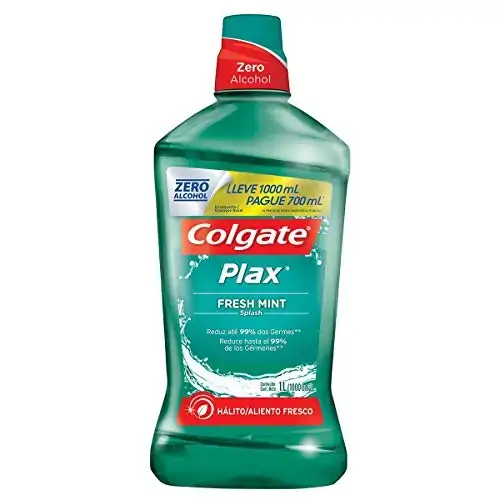 Enxaguante Bucal Antisséptico Zero álcool Fresh Mint Colgate Plax Frasco Leve 1000ml Pague 700ml