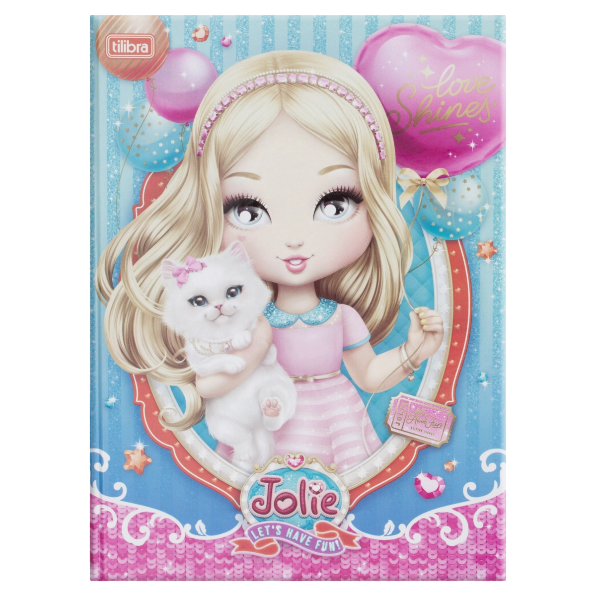 Caderno Capa Dura Brochura Lets Have Fun Jolie Tilibra 200mm X 275mm 96 Folhas