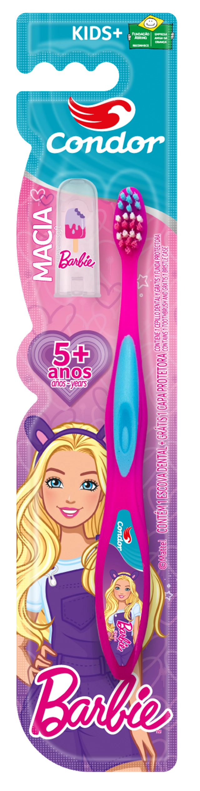 Escova Dental Macia Barbie Condor Kids Cabeça P
