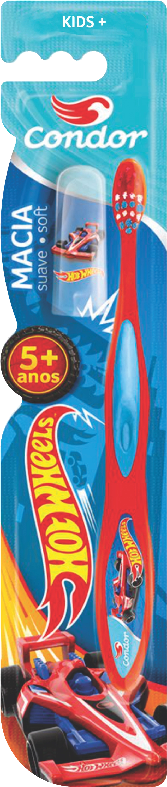 Escova Dental Macia Hot Wheels Condor Kids Cabeça P