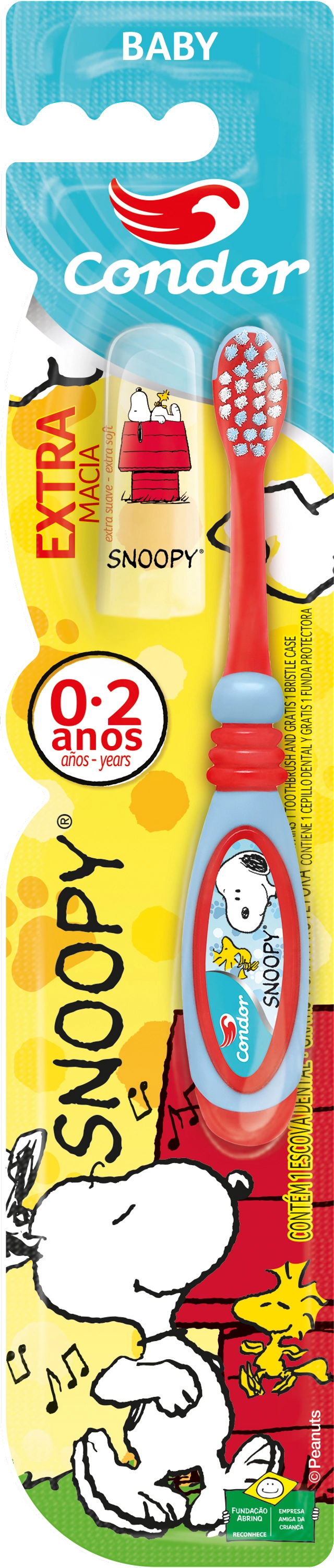 Escova Dental Extramacia Snoopy Condor Baby Cabeça P Grátis Capa Protetora
