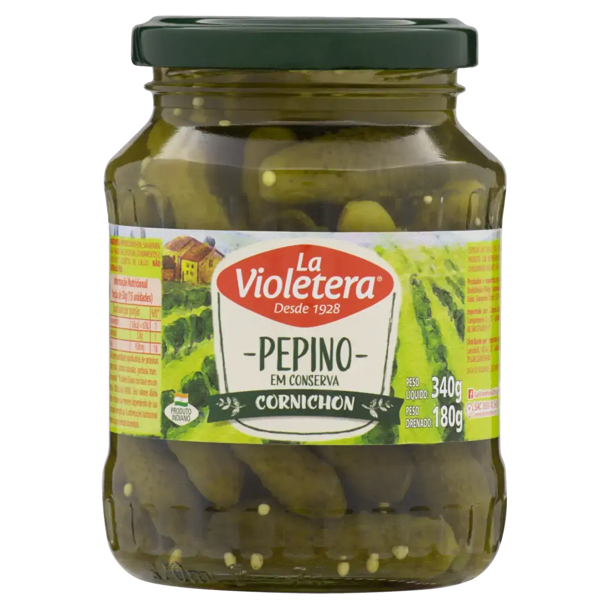 Pepino Cornichon Em Conserva La Violetera Vidro 180g