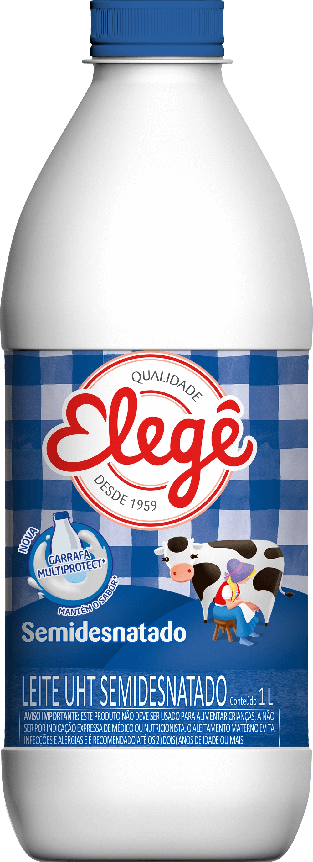 Leite Uht Semidesnatado Elegê Garrafa 1l