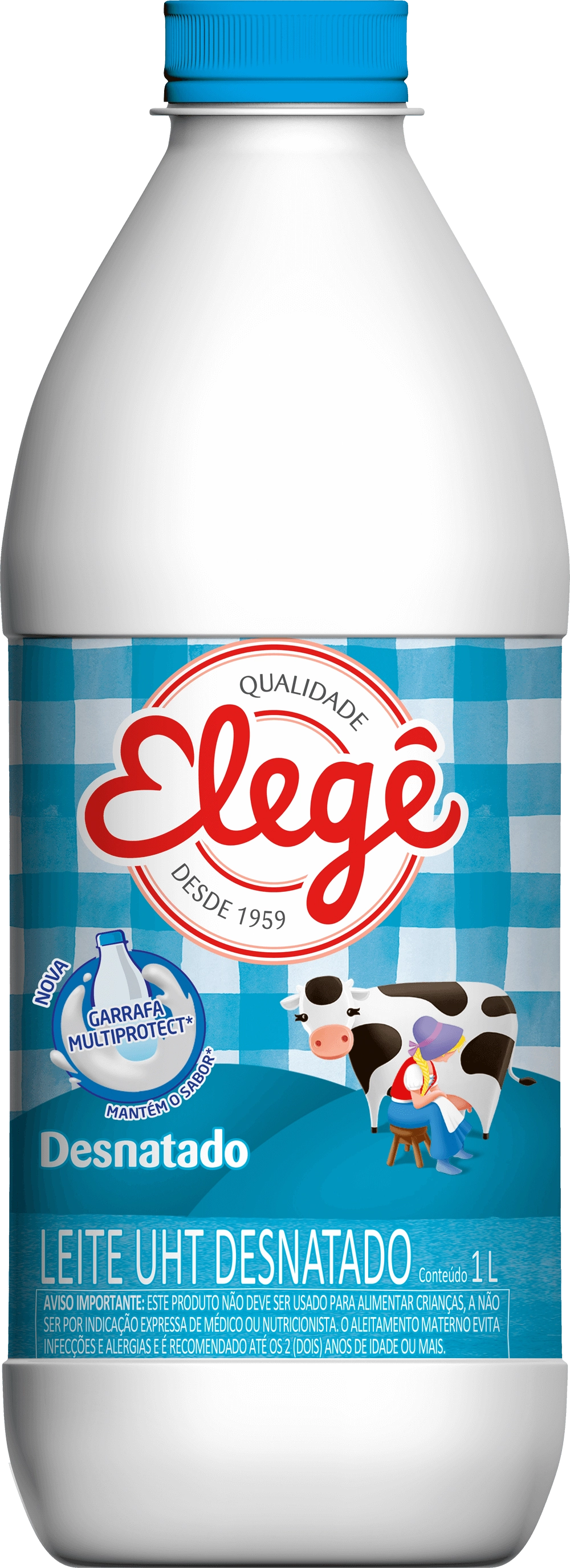 Leite Uht Desnatado Elegê Garrafa 1l