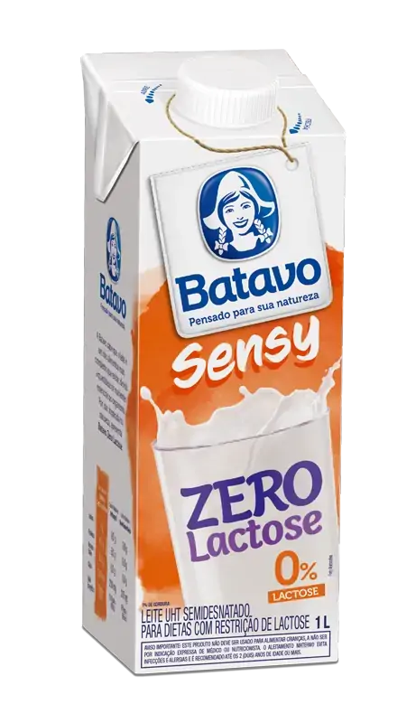 Leite Uht Semidesnatado Zero Lactose Batavo Sensy Caixa Com Tampa 1l