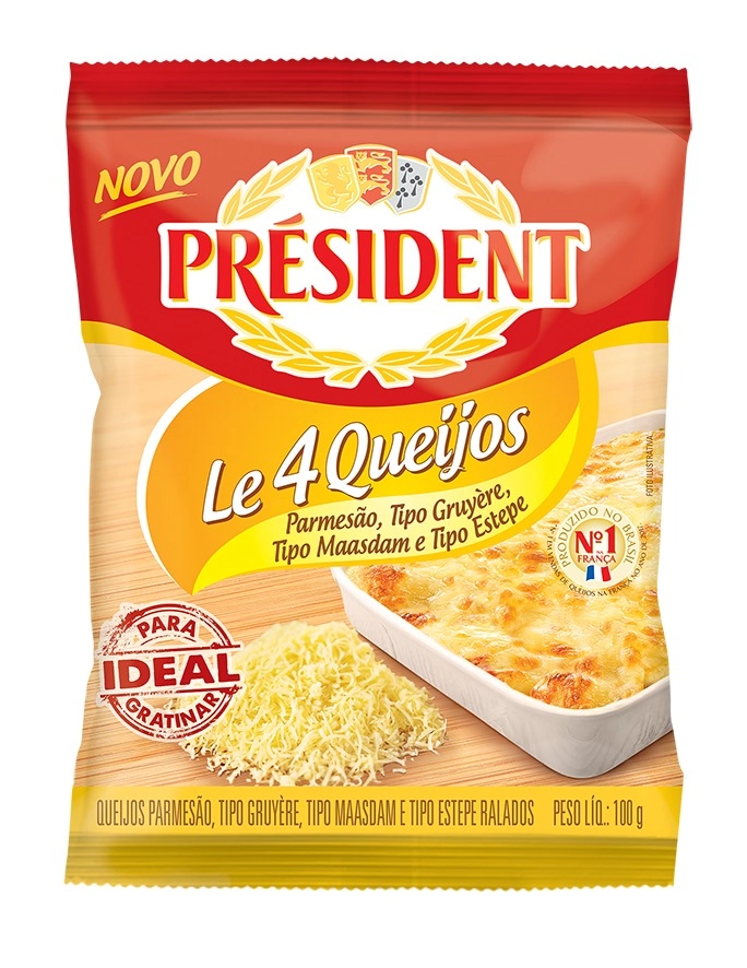 Queijo Ralado Le 4 Queijos Président Pacote 100g