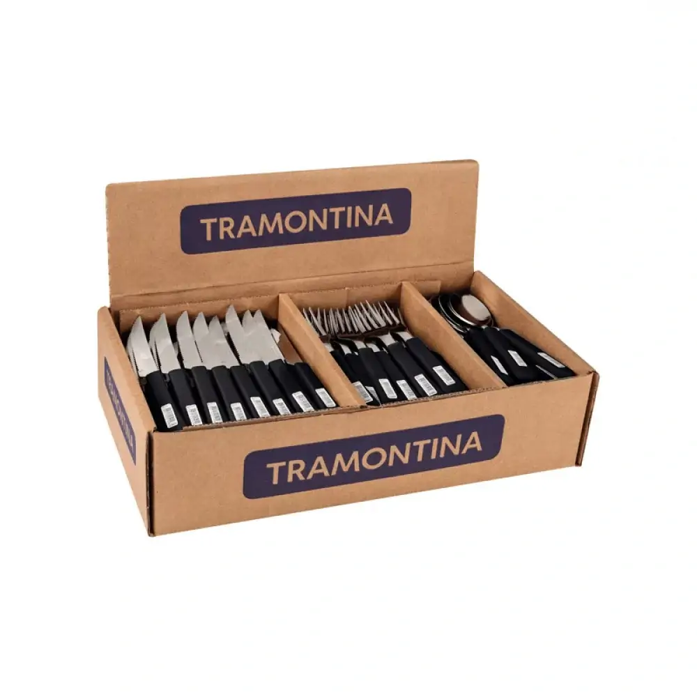 Talher Tramontina Leme Aco Inox Preto