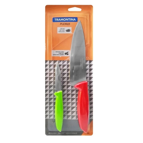 Tramont.jogo De Facas Inox 2 Pcs Plenus Verde/verm.