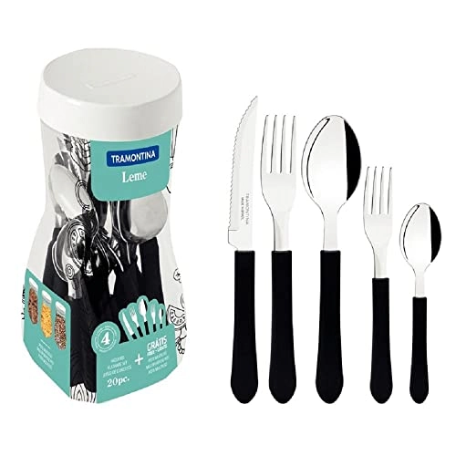 Conj.facas Tramontina Inox 20 Pcs Leme Preto