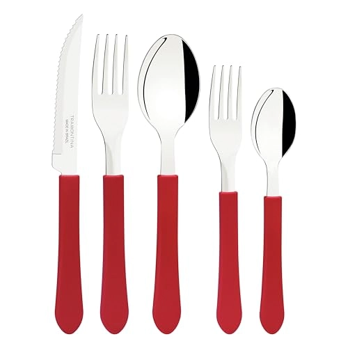Conj.facas Tramontina Inox 20 Pcs Leme Verm.