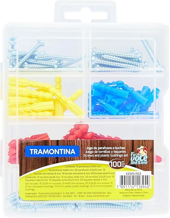 Jogo De Buchas E Parafusos 100 Peças Tramontina 43505/002