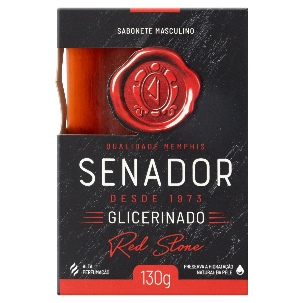 Sabonete Barra Glicerinado Senador Red Stone Caixa 130g