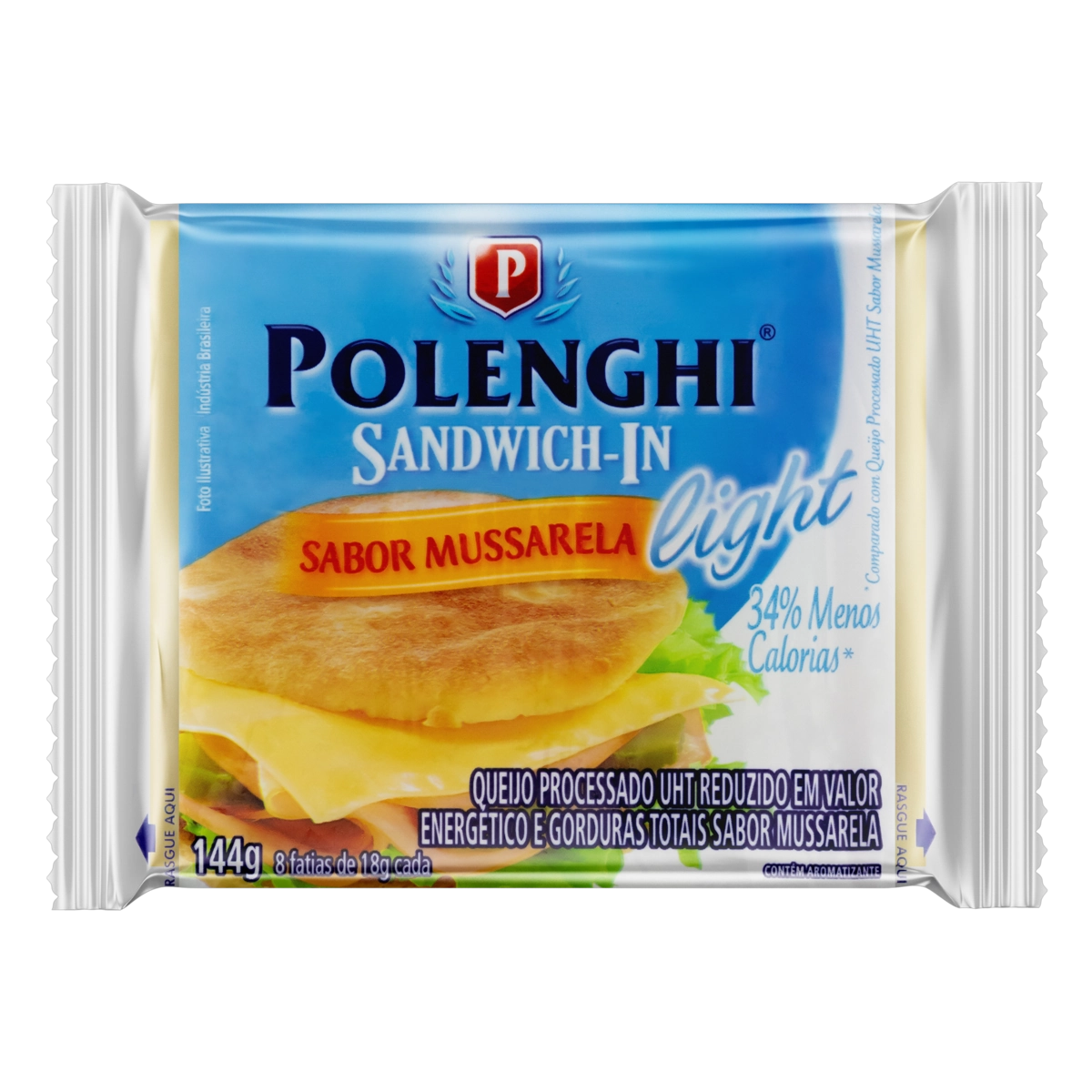 Queijo Processado Mussarela Light Polenghi Sandwich In 144g