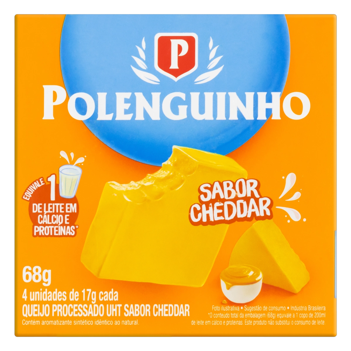 Queijo Processado Uht Cheddar Polenguinho 68g 4 Unidades