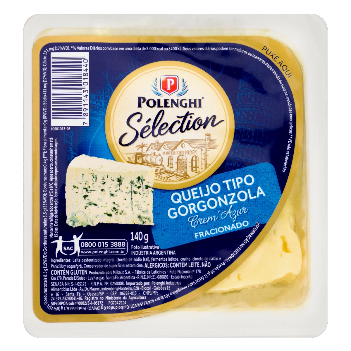 Queijo Gorgonzola Fracionado Polenghi Sélection 140g