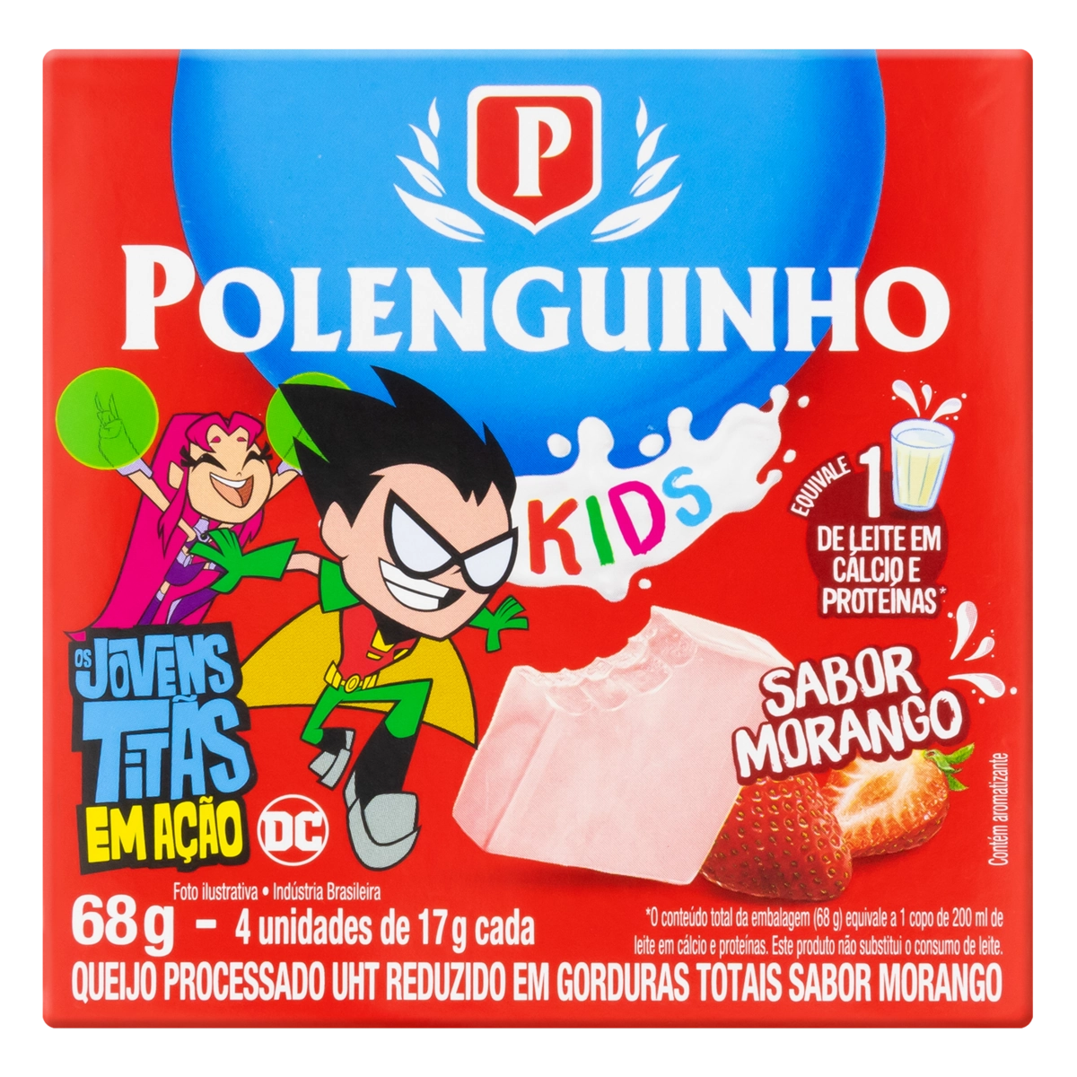 Queijo Processado Uht Morango Os Jovens Titãs Em Ação Polenguinho Kids 68g 4 Unidades