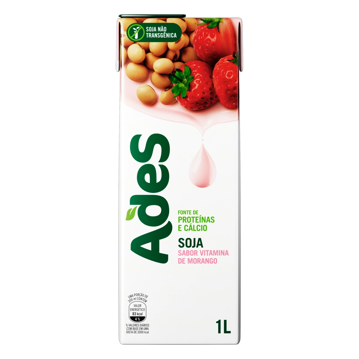 Bebida à Base De Soja Vitamina De Morango Ades Caixa 1l