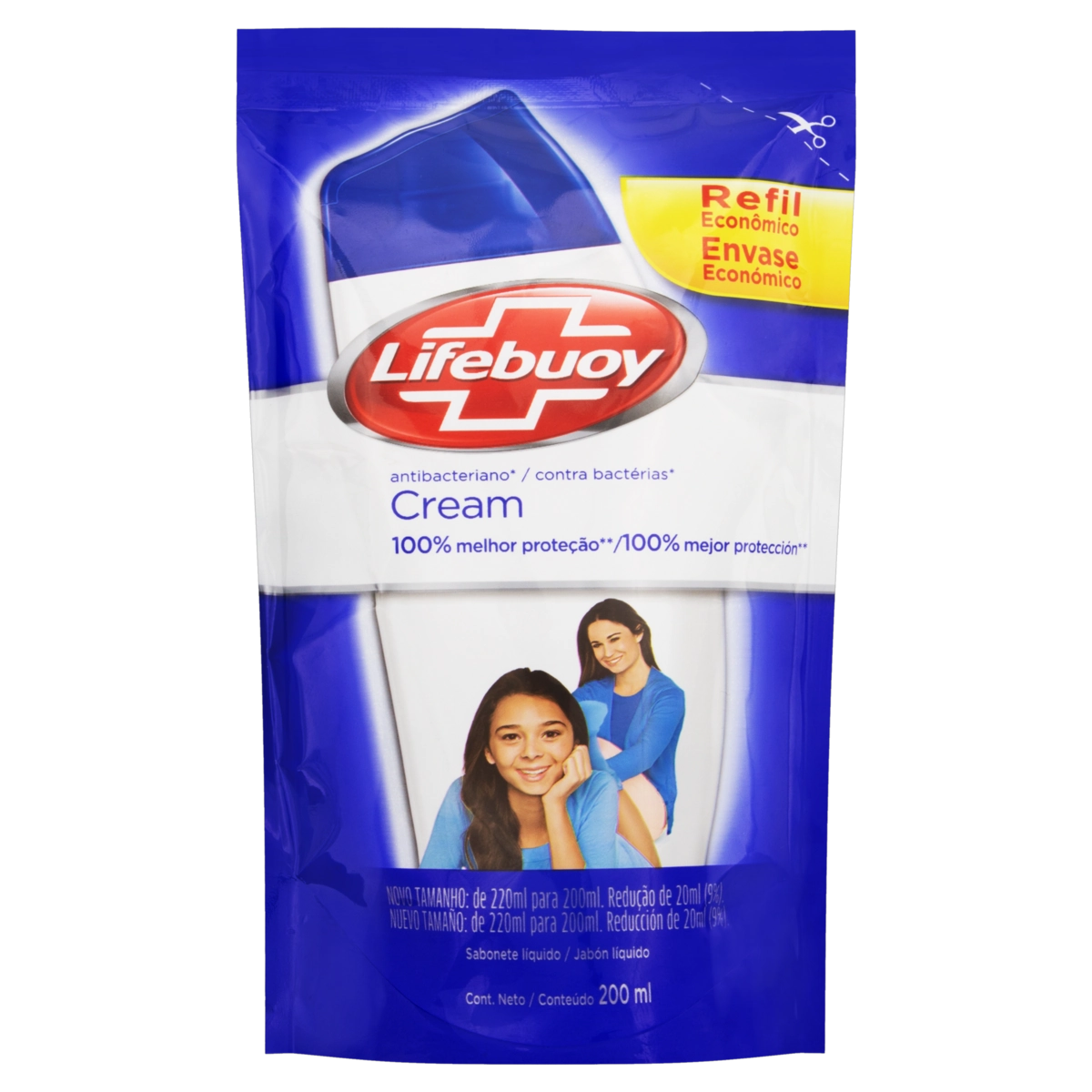 Sabonete Líquido Antibacteriano Cream Lifebuoy Sachê 220ml Refil Econômico
