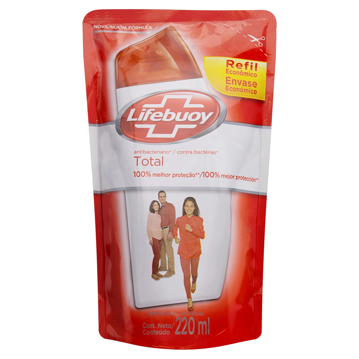 Sabonete Líquido Antibacteriano Lifebuoy Total Sachê 220ml Refil