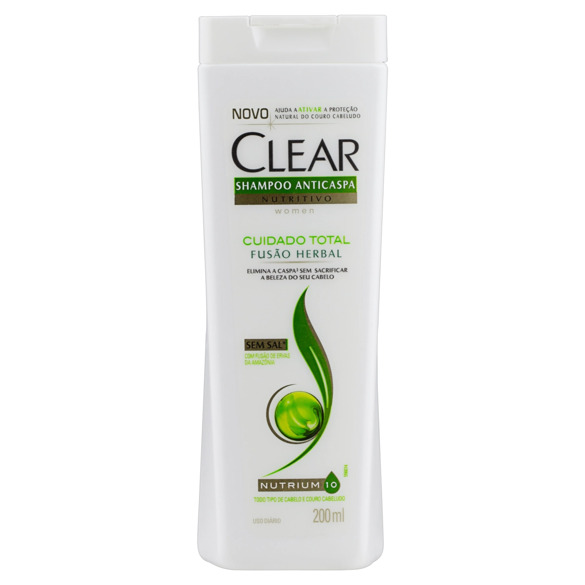Shampoo Anticaspa Fusão Herbal Clear Women Cuidado Total Frasco 200ml