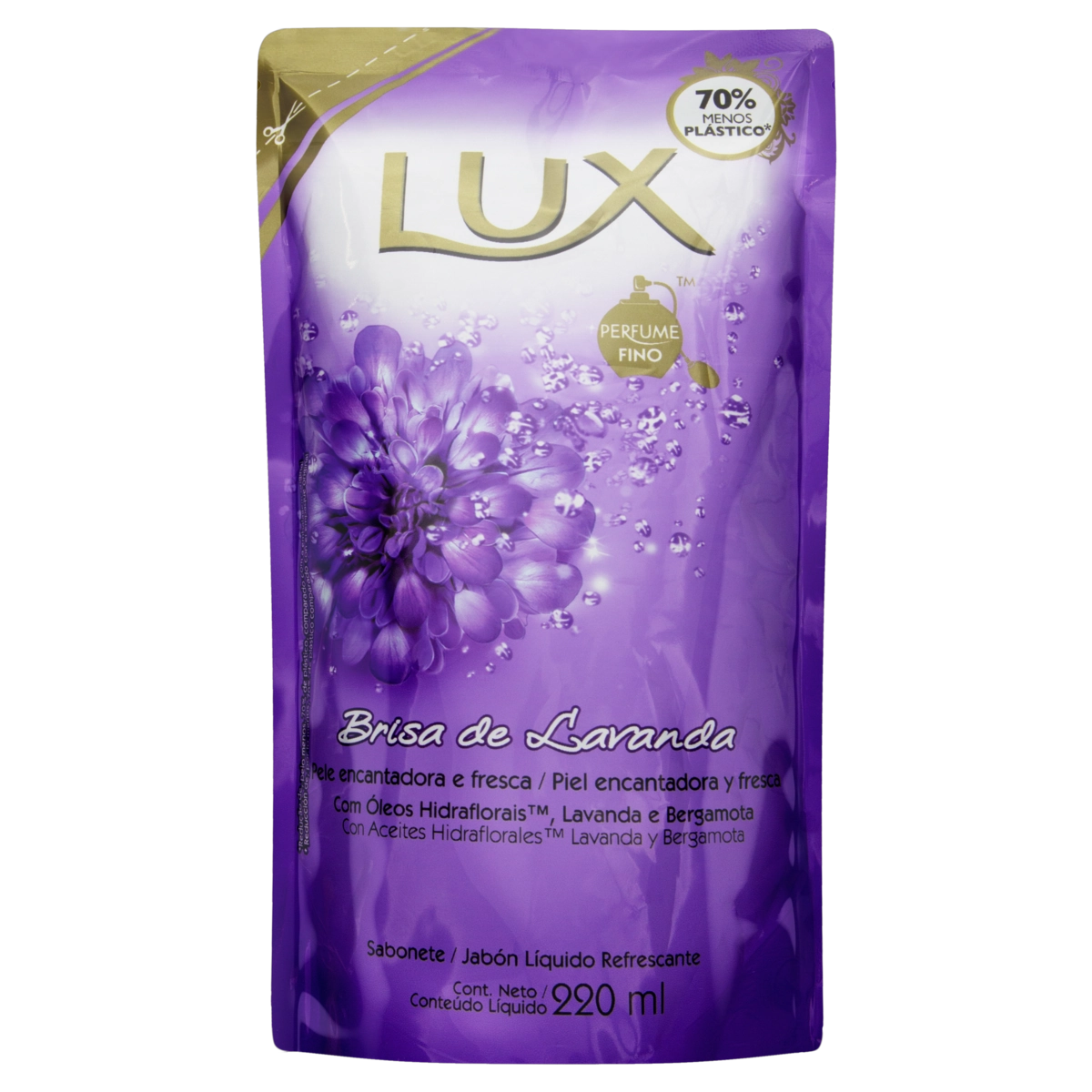 Sabonete Líquido Brisa De Lavanda Lux Perfume Fino Sachê 220ml Refil