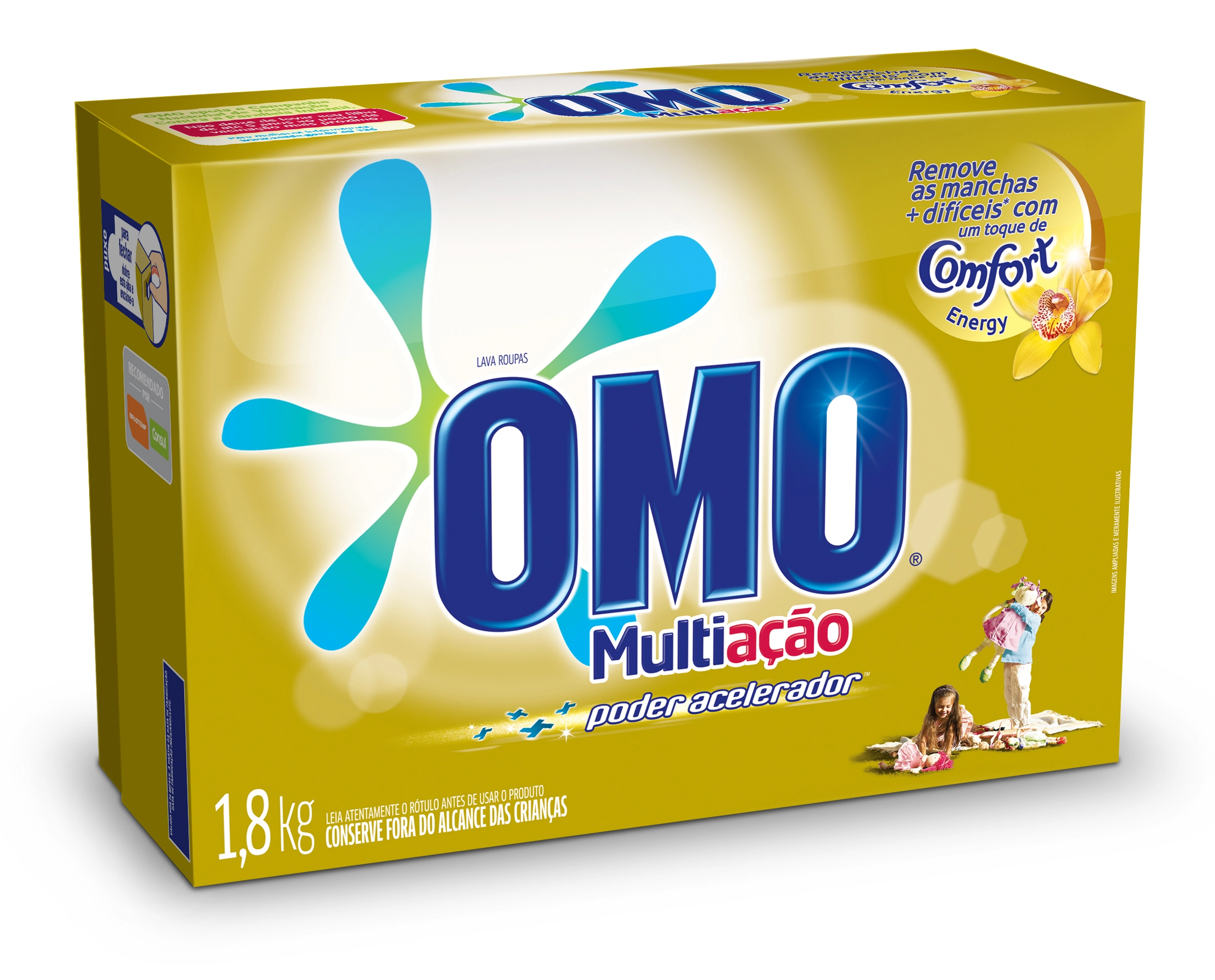 Detergente Em Pó Omo Multiação Poder Acelerador Com Toque De Comfort Energy 1,8kg