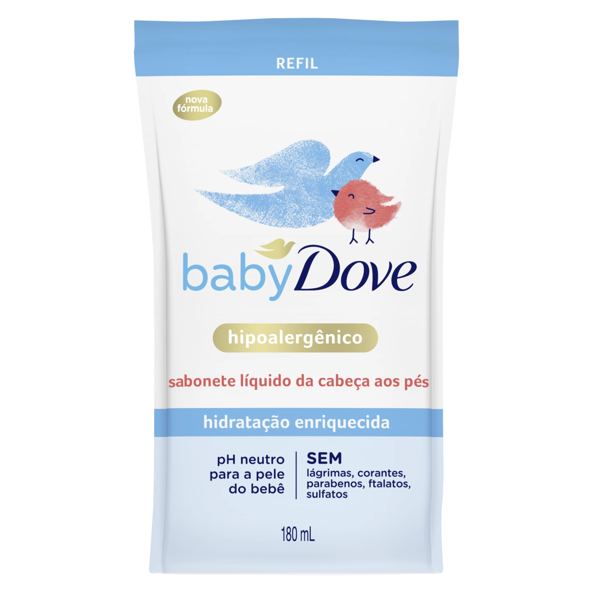 Sabonete Líquido Hidratação Enriquecida Da Cabeça Aos Pés Dove Baby Sachê 180ml Refil