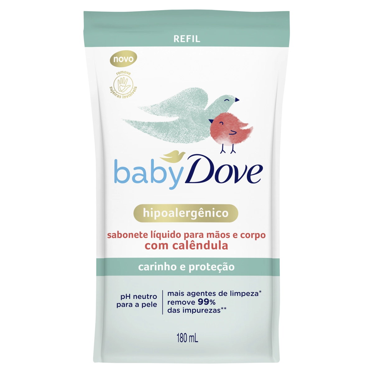 Sabonete Líquido Carinho E Proteção Mãos E Corpo Dove Baby Sachê 180ml Refil