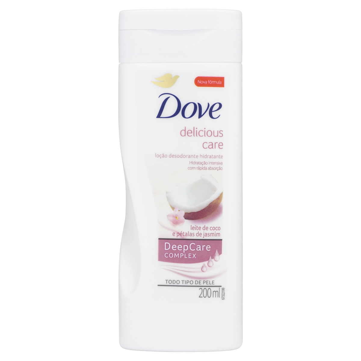 Loção Desodorante Hidratante Leite De Coco E Pétalas De Jasmim Dove Delicious Care Frasco 200ml