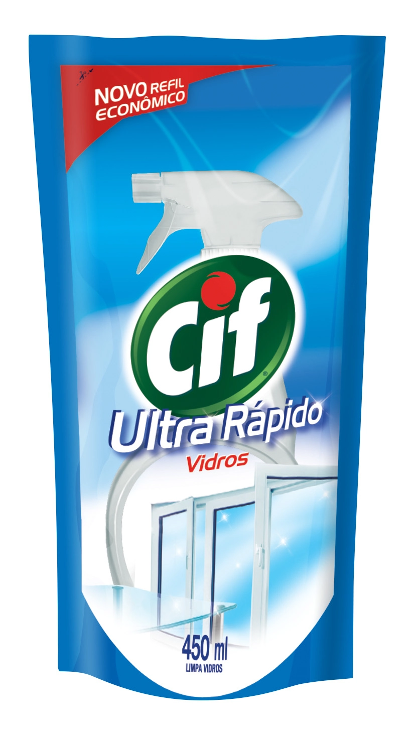 Limpa Vidro Líquido Cif Sachê 450ml Refil Econômico