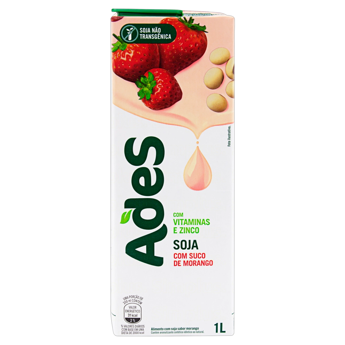 Bebida à Base De Soja Morango Ades Caixa 1l