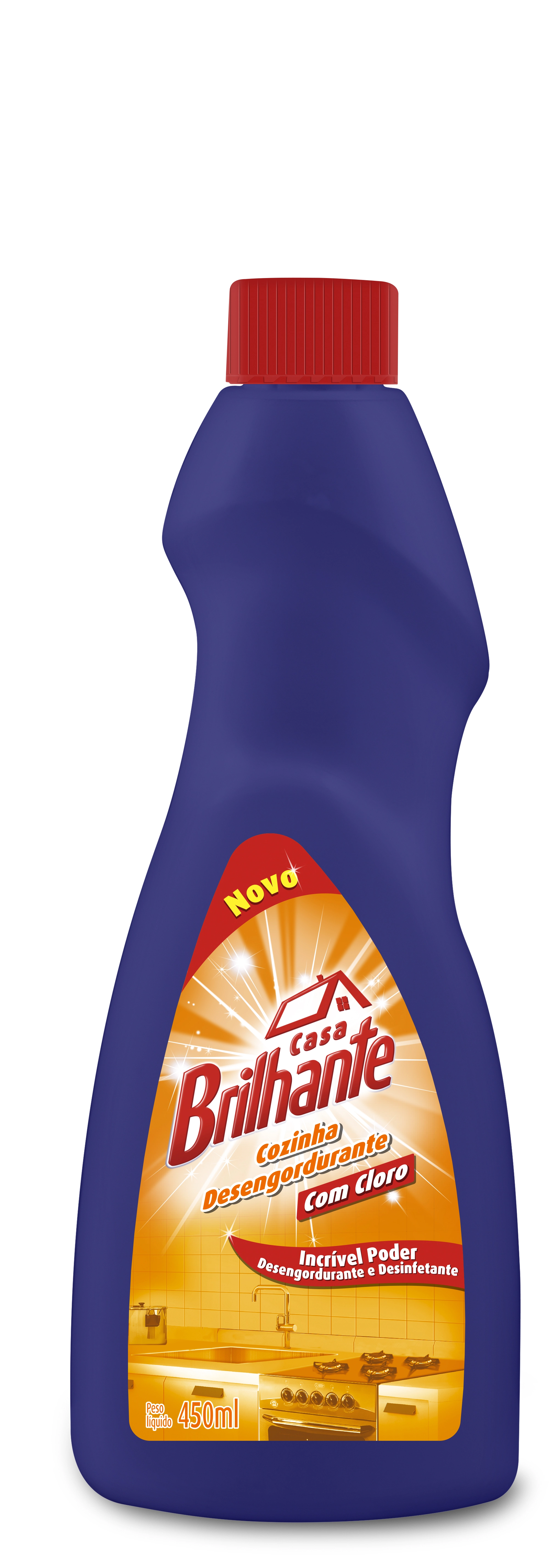 Refil Limpador Brilhante Cozinha Desengordurante Com Cloro 450ml