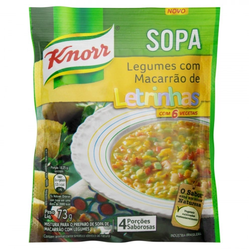 Sopa Legumes Com Macarrão De Letrinhas Knorr Sachê 73g