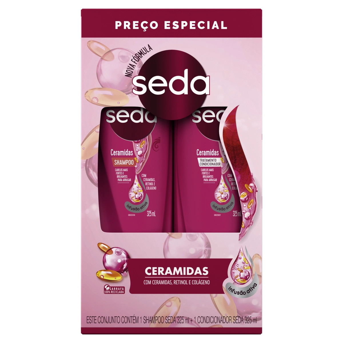 Kit Shampoo Condicionador Seda Ceramidas 325ml Cada