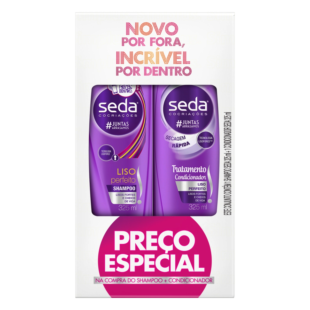 Kit Shampoo Condicionador Seda Liso Perfeito 325ml Cada