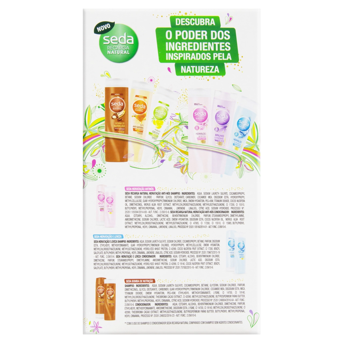 Kit Shampoo Condicionador Seda Recarga Natural Hidratação Antinós 325ml Cada