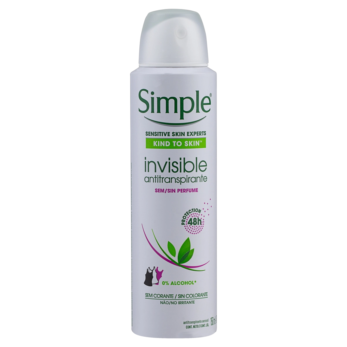 Antitranspirante Aerossol Invisible Sem Perfume Simple 150ml