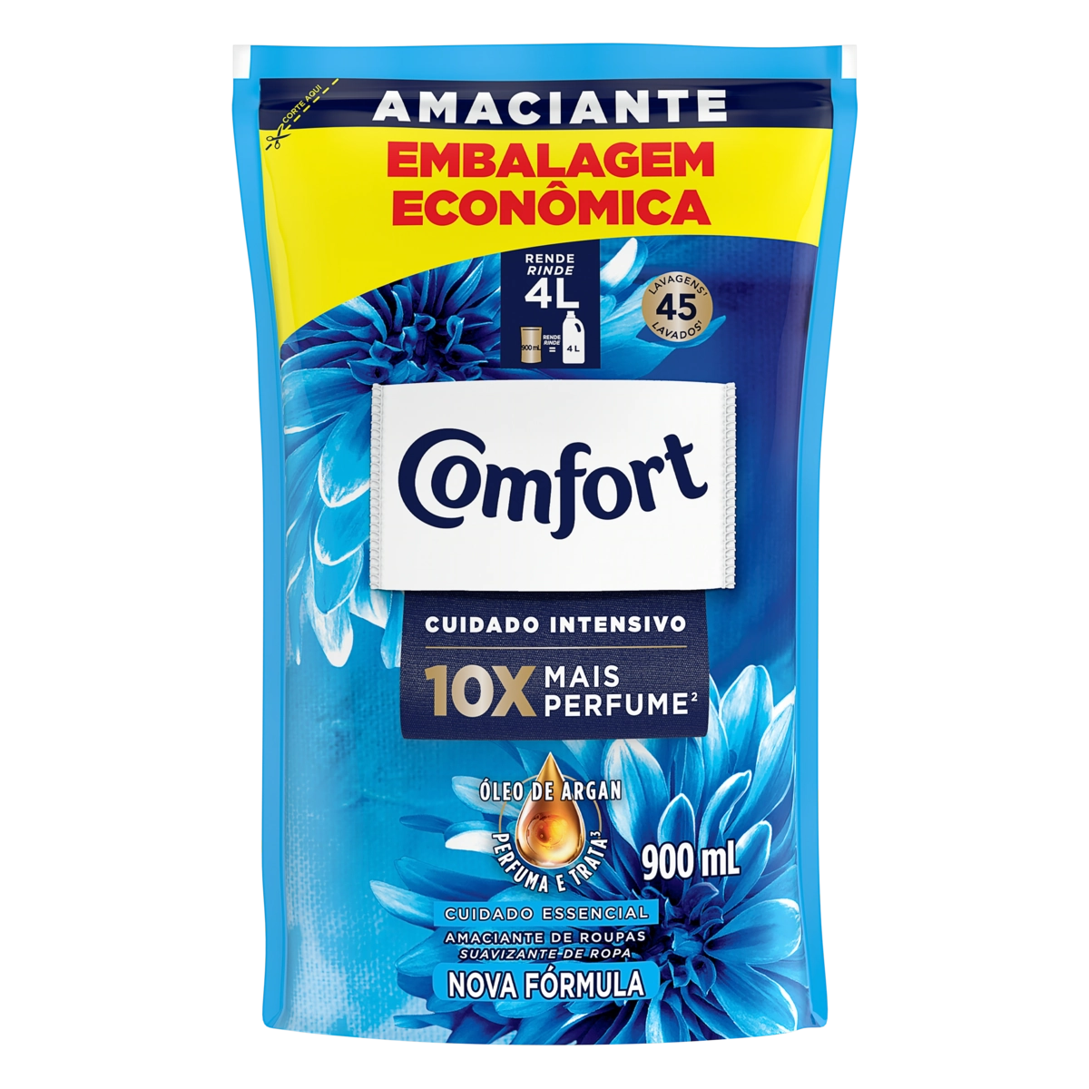 Amaciante De Roupa Concentrado Frescor Intenso Comfort Sachê 900ml Refil