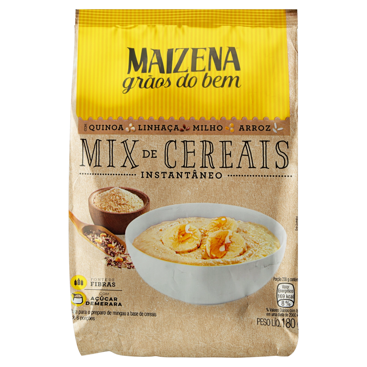 Mingau Mix De Cereais Maizena Grãos Do Bem Pacote 180g