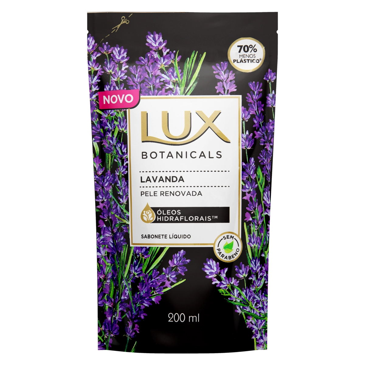 Sabonete Líquido Lavanda Lux Botanicals Sachê 200ml Refil