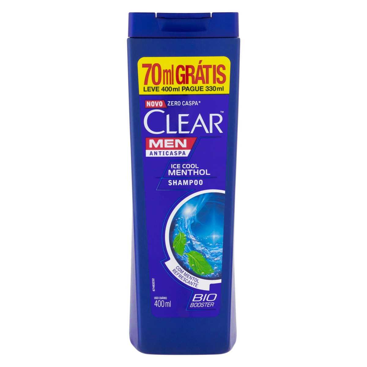 Shampoo Anticaspa Ice Cool Menthol Clear Men Frasco Leve 400ml Pague 330ml